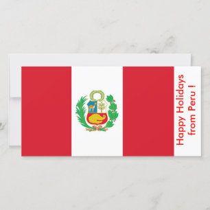 Cartão De Festividades Flag of Peru, Happy Holidays from Peru