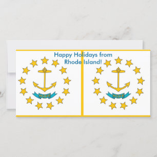 Cartão De Festividades Flag of Rhode Island, Happy Holidays from U.S.A.