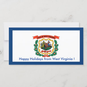 Cartão De Festividades Flag of Virginia, Happy Holidays from U.S.A.