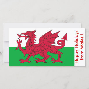 Cartão De Festividades Flag of Wales, Happy Holidays from U.K.