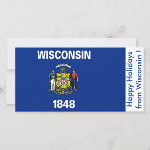 Cartão De Festividades Flag of Wisconsin, Happy Holidays, EUA