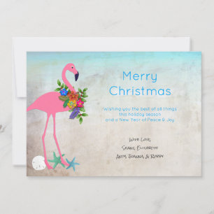 Cartão De Festividades Flamingo Blue Christmas Flat Greeting Cards