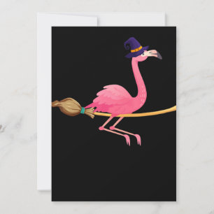 Cartão De Festividades Flamingo   Bruxa Flamingo Divertida Halloween