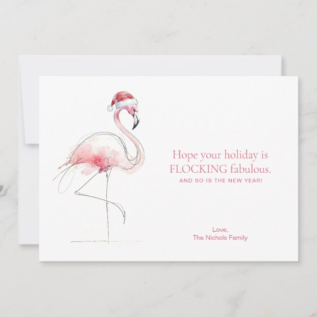 Cartão De Festividades FLAMINGO CHRISTMAS CARD Pink Florida Holiday Card  (Frente)