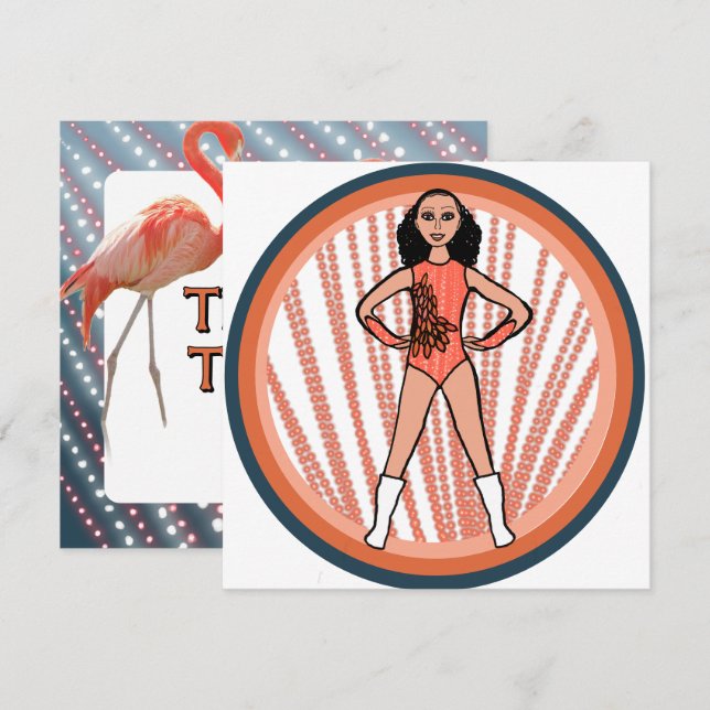 Cartão De Festividades Flamingo Dancer B (Frente/Verso)