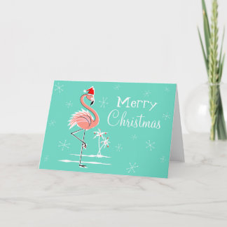 Cartão De Festividades Flamingo Feliz Natal horizontal