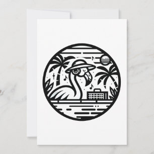 Cartão De Festividades Flamingo Ouvindo Música - Víblias Tropicais