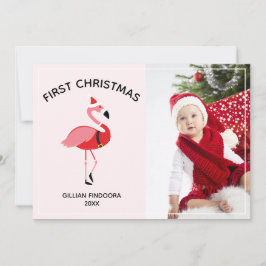 Cartão De Festividades Flamingo Papais noeis Photo Baby First Christmas