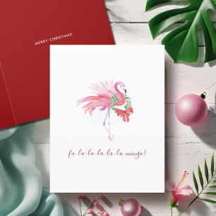 Cartão De Festividades Flamingo Rosa Aquarela Natal Praia Flórida