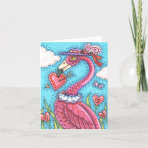 CARTÃO DE FESTIVIDADES FLAMINGO ROSA CORAÇÕES DE SÃO VALENTIM, LOUVOR AO