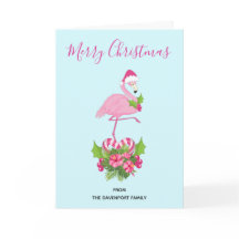 Flamingo Rosa em Chapéu de Papai Noel com Buquê de