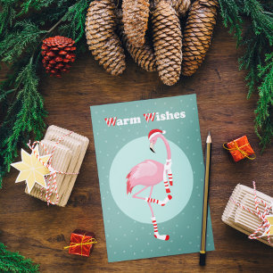 Cartão De Festividades Flamingo Rosa-Friso de Natal