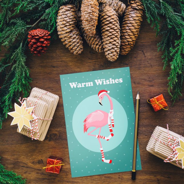 Cartão De Festividades Flamingo Rosa-Friso de Natal (Criador carregado)
