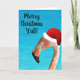 Cartão De Festividades Flamingo rosa no desenho animado vermelho Chapéu S