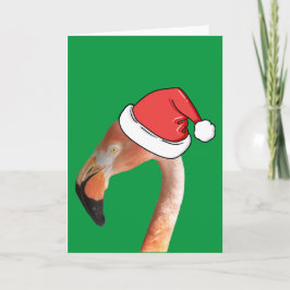 Cartão De Festividades Flamingo rosa no desenho animado vermelho Chapéu S