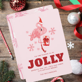 Cartão De Festividades Flamingo Tropical Beach Christmas