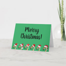 Cartão De Festividades flamingos cor-de-rosa no natal vermelho