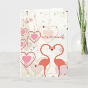 Cartão De Festividades flamingos valentines day card
