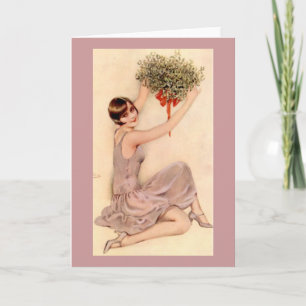 Cartão De Festividades Flapper com Mistletoe