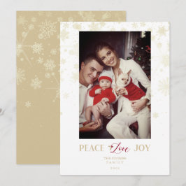 Cartão De Festividades Flaques de Neve Douradas de Natal & Foto Personali