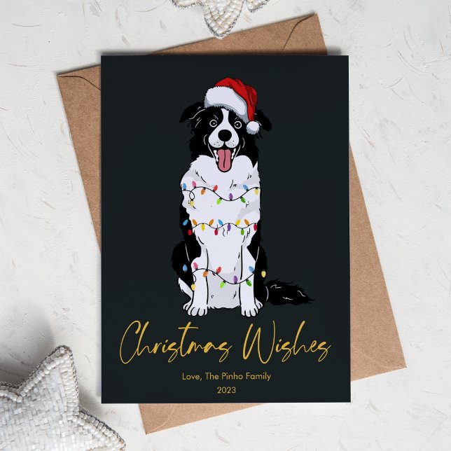 Cartão De Festividades Flat de Natal da Árvore de Collie da Fronteira (Criador carregado)