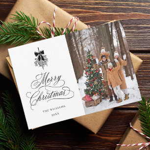 Cartão De Festividades Flat de Natal do Buquê Black Holly Berry