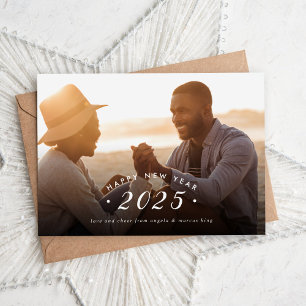 Cartão De Festividades Flat de Sobreposição de Fotos de Ano Novo Minima