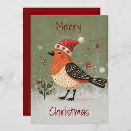 Cartão De Festividades Flat Holiday Card in Scandinavian Folk Art style