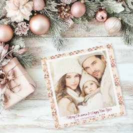 Cartão De Festividades Flat Personalizável de Vintagem Floral Rosa