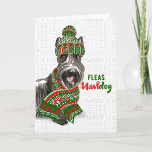 Cartão De Festividades Fleas NaviDOG, Scottie Fleas, Fácil Natal