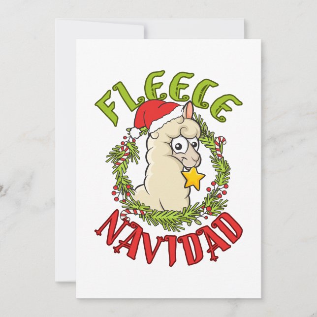 Cartão De Festividades Fleece Navidad Funny Alpaca Christmas (Frente)