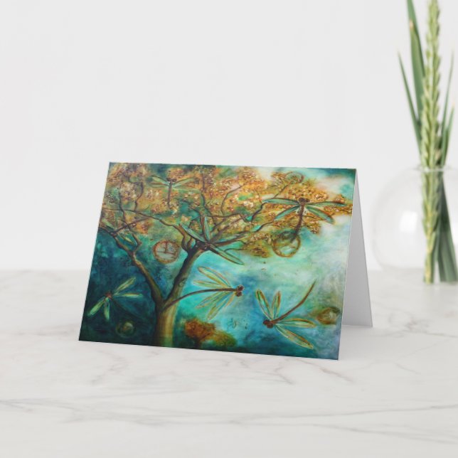 Cartão De Festividades Flertar com Libélula (Frente)