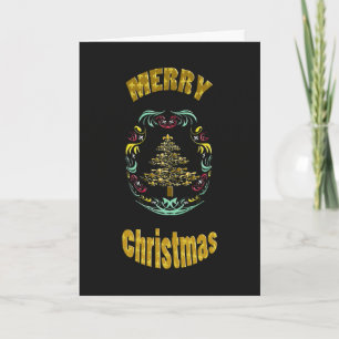 Cartão De Festividades Fleur de Lys, Dourado e decorativo, Feliz Natal