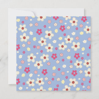 Cartão De Festividades fleurs printanières sur fond bleu