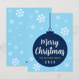 Cartão De Festividades Floco de Neve Azul Elegante Natal Feliz Férias 