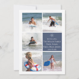 Cartão De Festividades Floco de Neve Azul Escuro MultiCartão com fotos Du