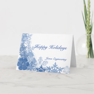 Cartão De Festividades Floco de neve azul no branco