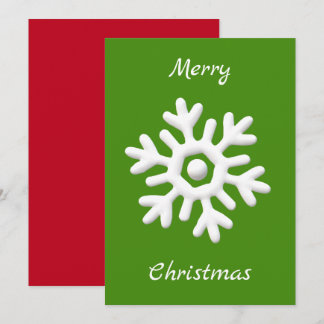 Cartão De Festividades Floco de neve branco-verde-feliz Natal