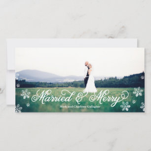 Cartão De Festividades Floco de neve Casado e Feriado de Cheio de Feliz