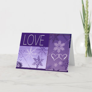 Cartão De Festividades Floco de neve de inverno Amor em roxo