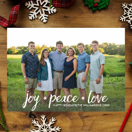 Cartão De Festividades Floco de neve de Natal Foto de Joy Peace Love