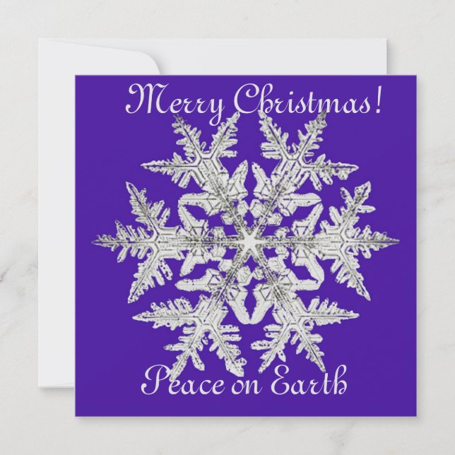 Cartão De Festividades Floco de Neve de Natal Prateado em Roxo Brilhante (Frente)