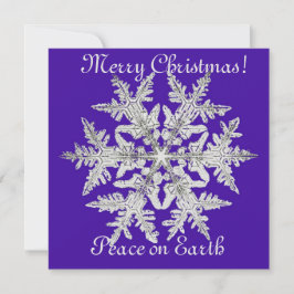 Cartão De Festividades Floco de Neve de Natal Prateado em Roxo Brilhante