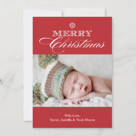 Cartão De Festividades Floco de neve de Natal | Vermelho