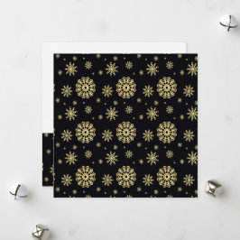 Cartão De Festividades Floco de Neve Dourado em Fundo Preto