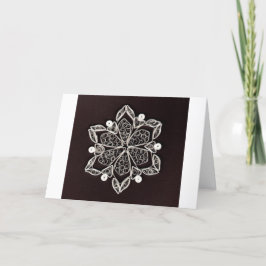 Cartão De Festividades Floco de Neve Filigrama Branco Lindo Fundo Preto