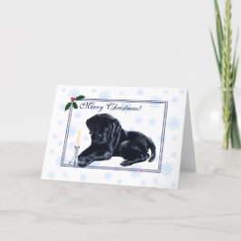 Cartão De Festividades Floco de Neve Preto de Natal do Retriever Labrador
