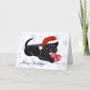Cartão De Festividades Floco de Neve Preto Labrador Puppy Natal