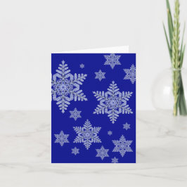 Cartão De Festividades Floco de neve real em azul profundo
