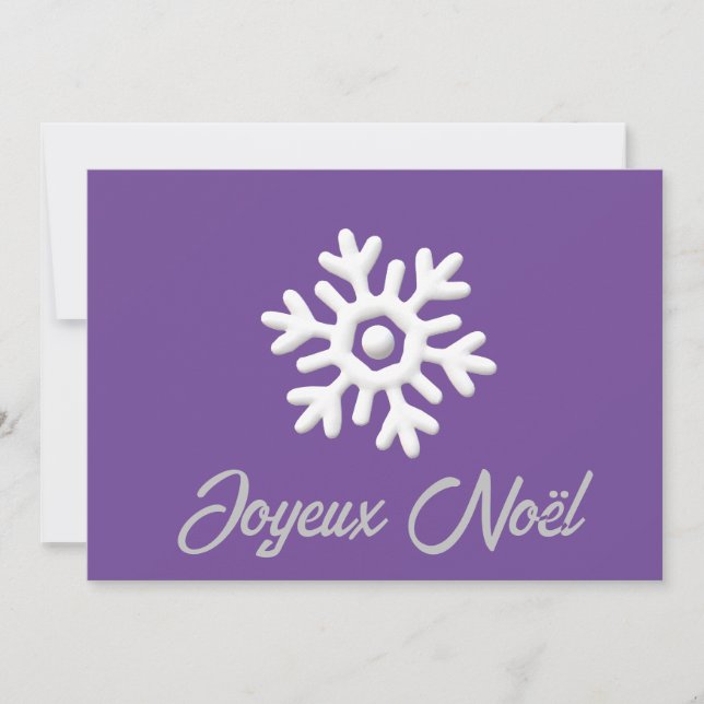 Cartão De Festividades Floco de neve roxo branco Feliz Natal (Frente)